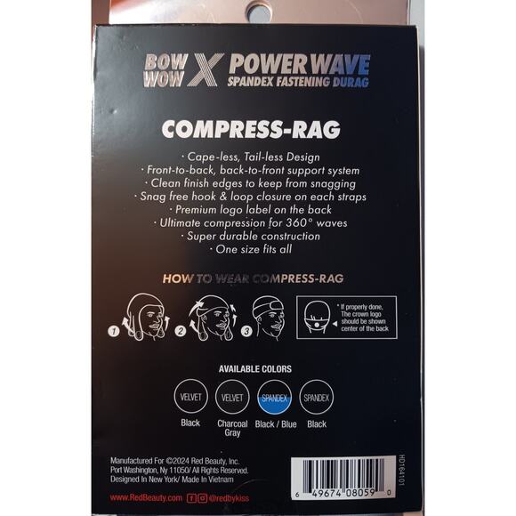 Bow Wow Premium Power Wave Durag 360 Wave Compression Cap for Men & Women NEW - Picture 2 of 3